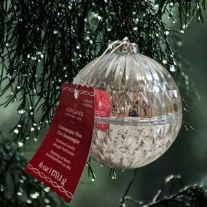 Silver Mercury Reusable Glass Champagne Pine Scented Christmas Candle Lid Decor